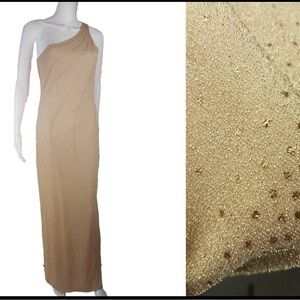 Vintage La Glo One Shoulder Gold Gown